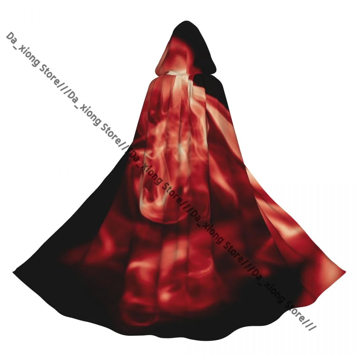 

Adult Red Smoke Fire Background Cloak Cape Hooded Medieval Costume Witch Wicca Vampire Halloween Costume Dress Coat