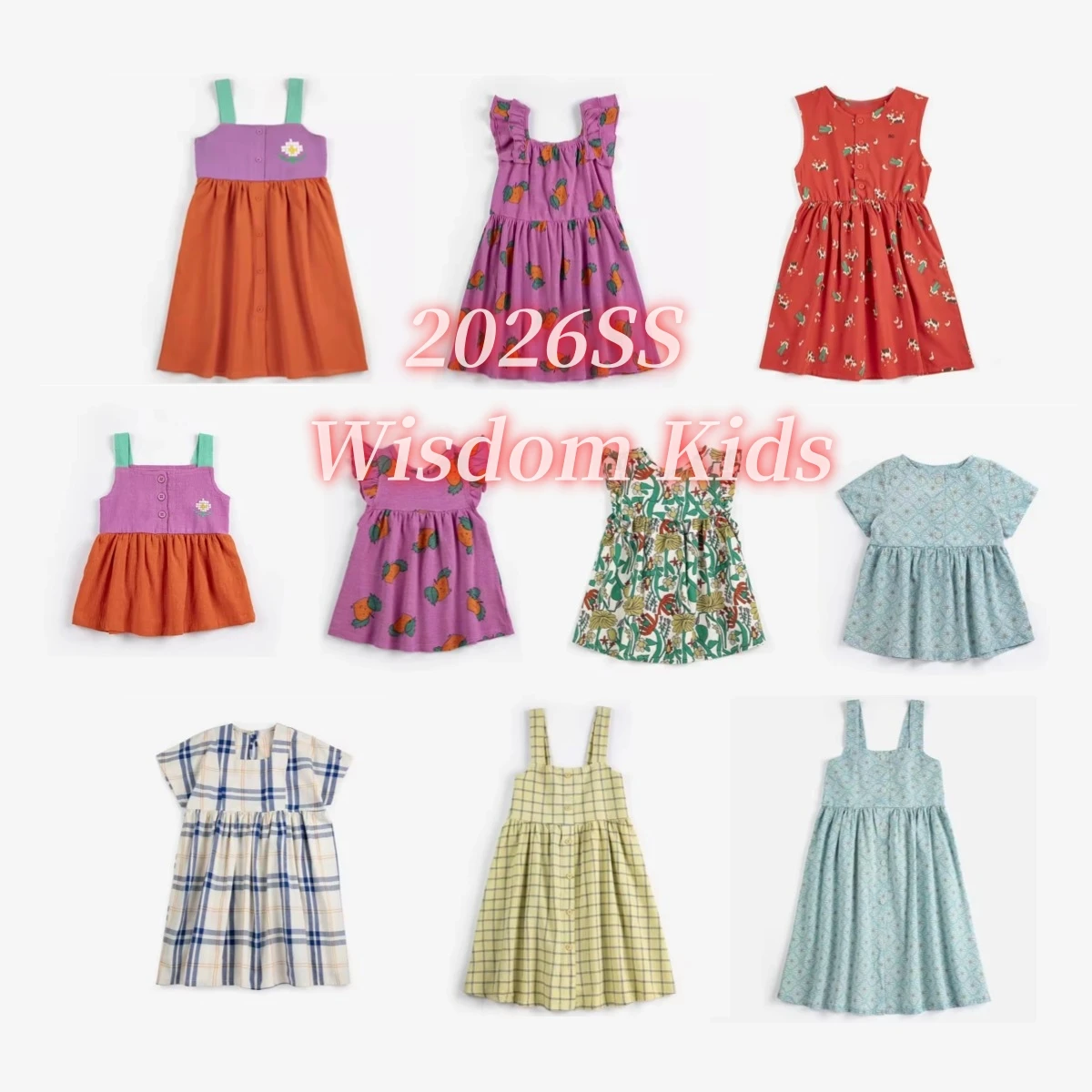 

Kids Clothes 2026BC Spring/Summer Girls' Printed Dress Children Holiday Casual Striped Dress