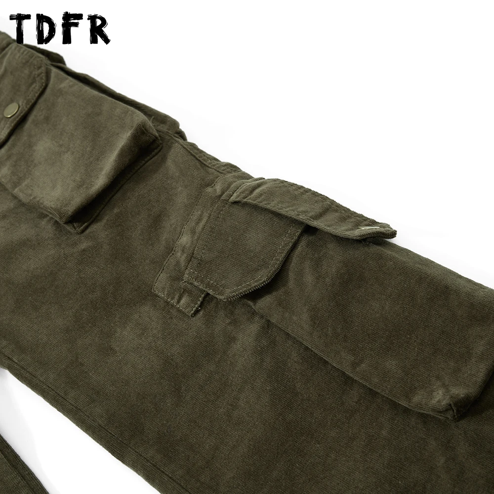 سروال قصير للرجال متعدد الجيوب للخريف والشتاء سروال كلاسيكي مستقيم فضفاض للرجال #4