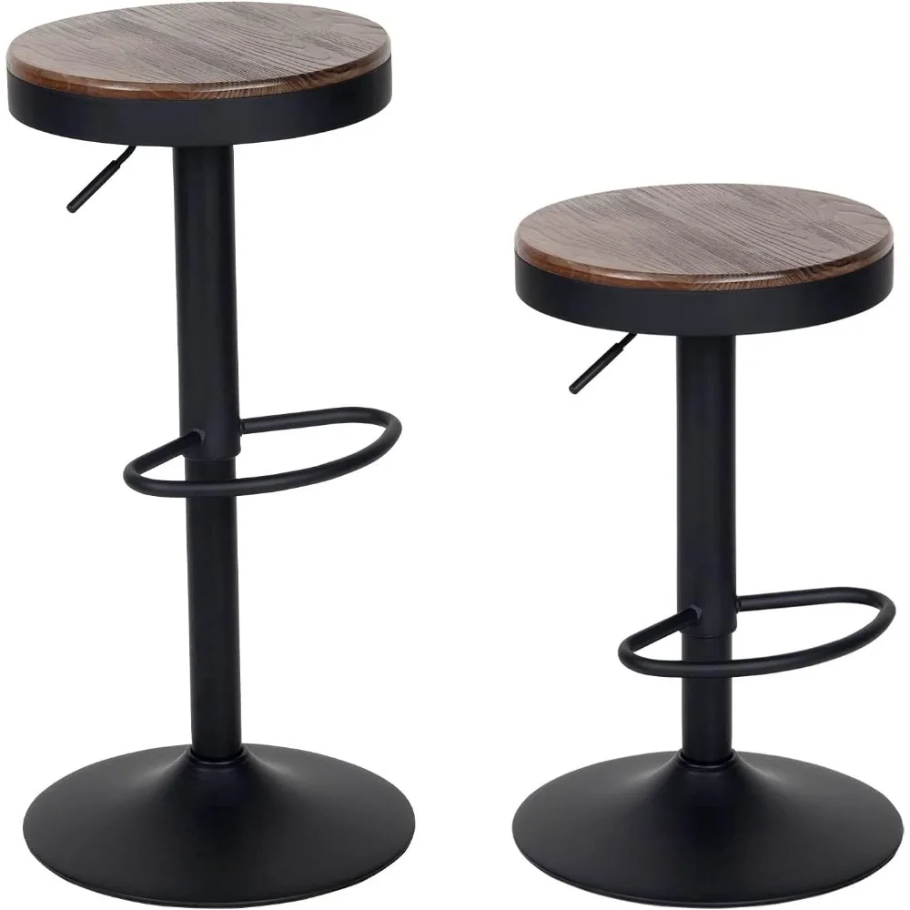 Bar stools Wooden Barstools Vintage Rustic Counter Height bar Stool,Height Adjustable bar Chairs Swivel with Footrest,Cafe Kitc