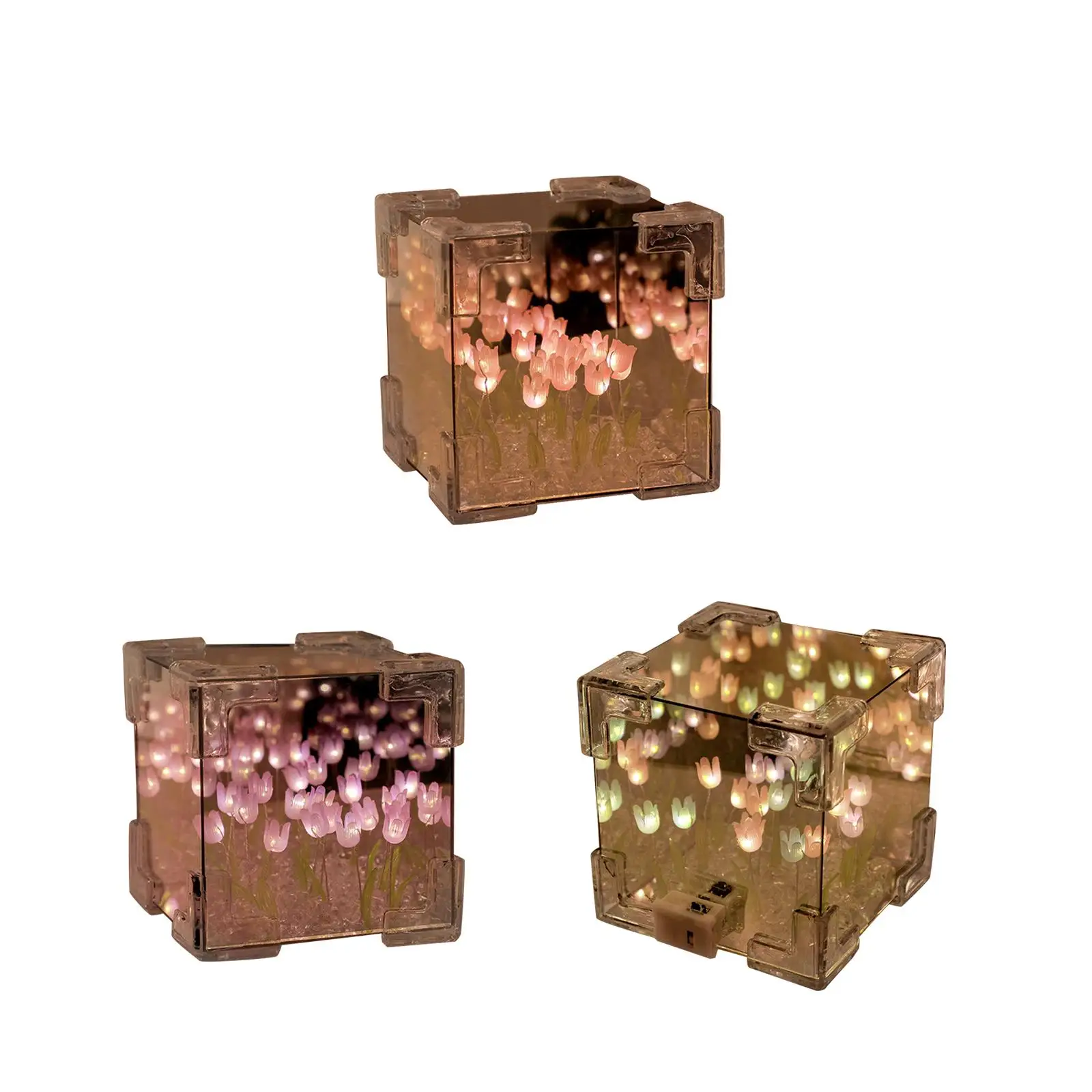 Lampada da tavolo con fiore di tulipano, regalo per feste, 10 fiori, fai da te, specchio a tulipano, luce notturna, decorazione da tavolo per ufficio, camera da letto, bagno