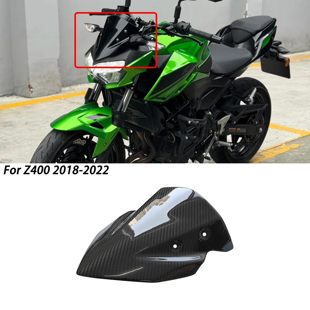 

Motorcycle Windshield Windscreen Carbon Fiber Front Protection Wind Deflector For Kawasaki Z400 2018-2022