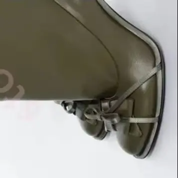 Botas Altas hasta la Rodilla con Lazo Redondo Verde Otoño 2026, Nuevos Modelos, Botas Largas de Tacón de Aguja para Mujer, Sensuales, para Pasarela, Negras, de Moda, para Fiesta y Uso Casual