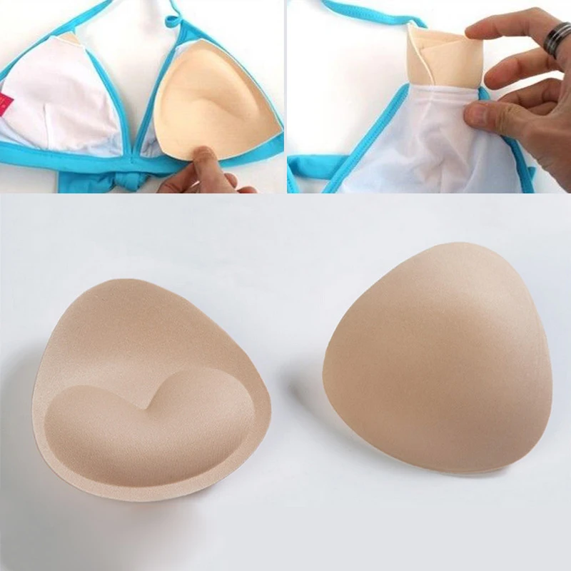 

1Pair Woman Swimsuit Padded Sponge Foam Push Up Enhancer Chest Cup Thick Bikini Swimwear Inserts Triangle Bra Pad