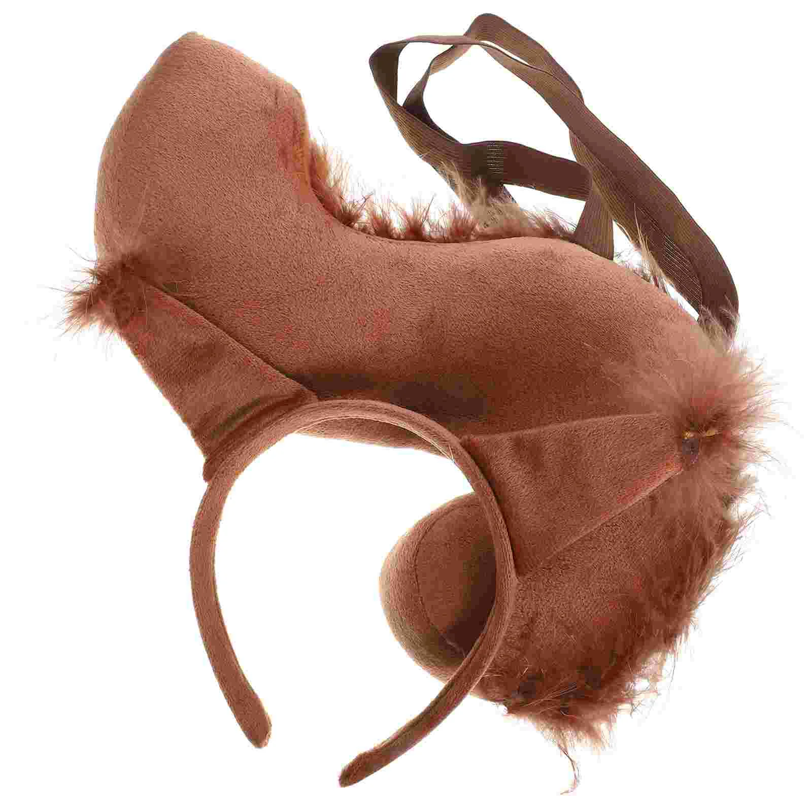 Plush Esquilo Orelhas Headband Set, Acessórios Cosplay, Cauda Falsa