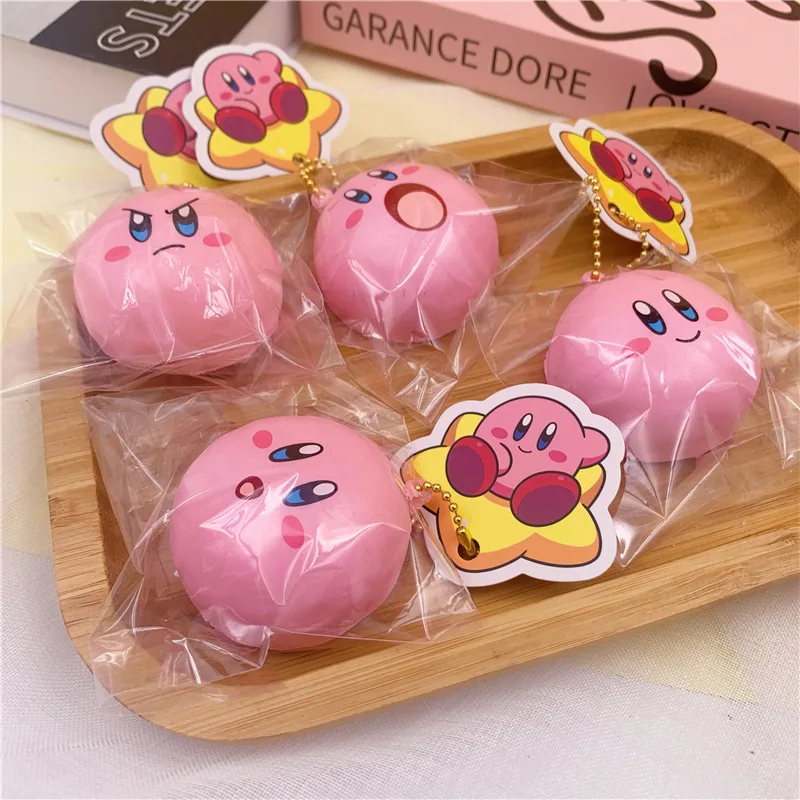 Kirby Squishy Keychain Slow Rising Stress Relief Toy Cute Anime Kirby Squeeze Charm Bag Pendant Kids Gift