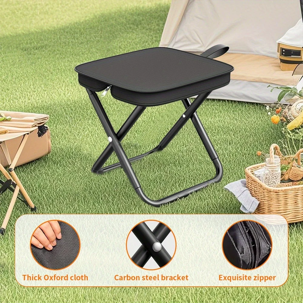 Portable Folding Chair, Lightweight Iron Alloy Frame, Foldable Outdoor Camping Picnic Bench, Handbag Included, Ideal for Fishing