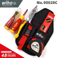 Wiha 90028C 6-in-1 Tool Kit Belt Pouch Insulated Pliers Inductive Stylus Insulated Screwdriver Tape Measure Horizontal Ruler