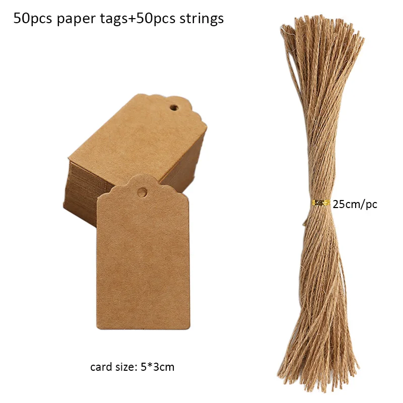 Kraft Paper Tags with Strings, 50pcs