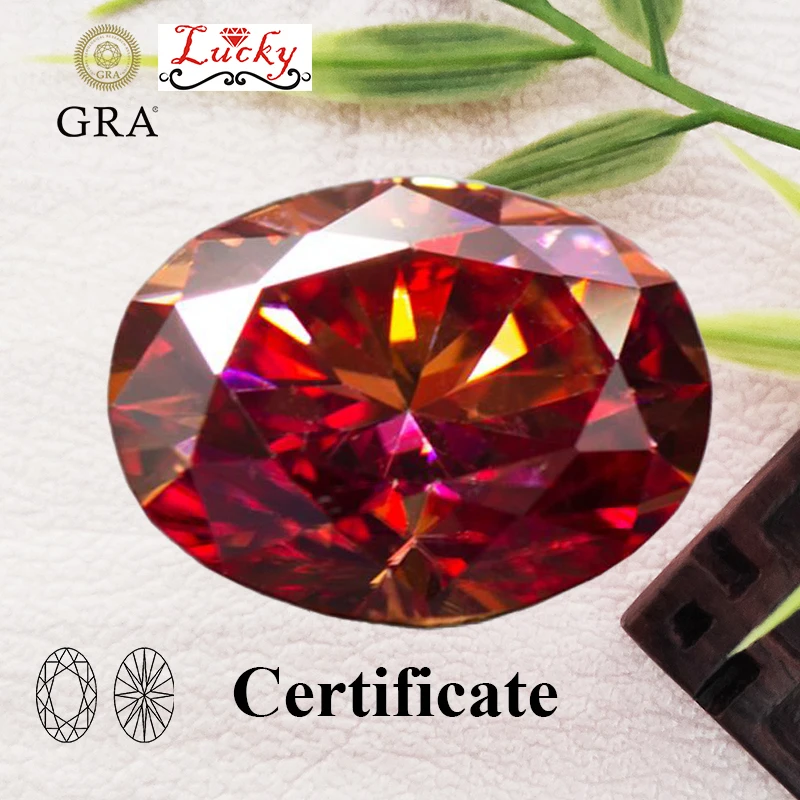 

Moissanite Watermelon Red Color Oval Shape VVS1 with GRA Certificate Charms for DIY Jewelry Making Necklace Earrings Materials