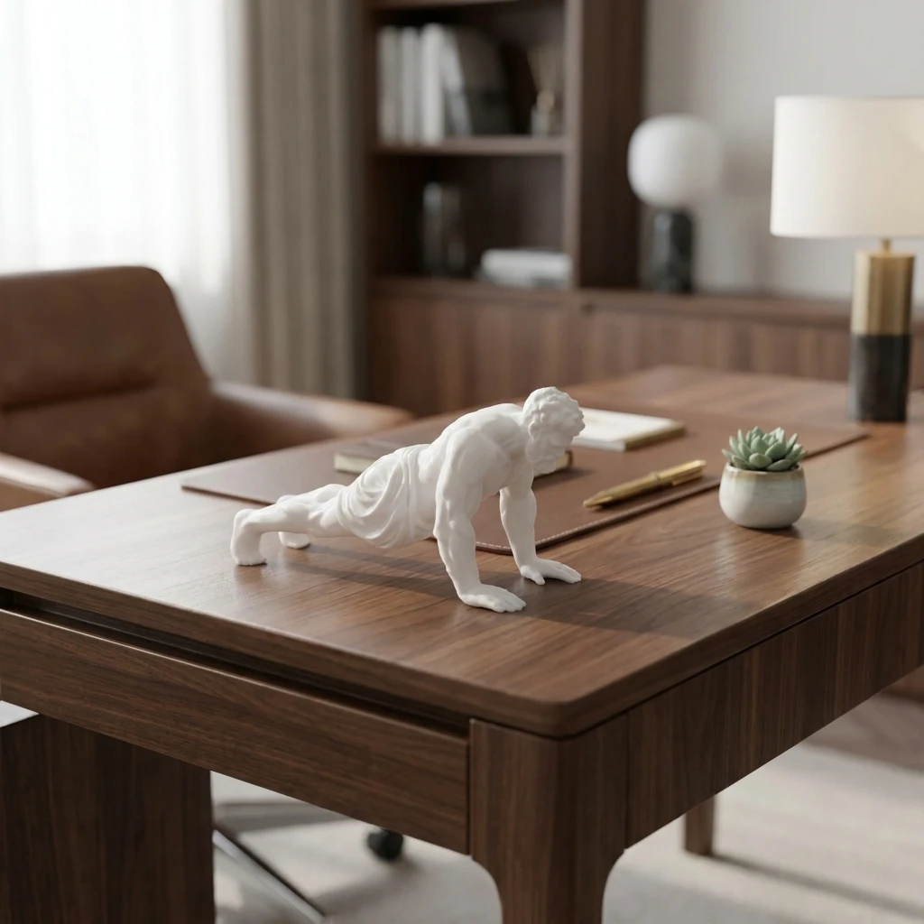 Creative Push-Up Statue Ornament, European Retro Fitness Male Figure Sculpture, Floor Decoration for Living Room and Gym, Creative Gift for Boyfriend, Fitness Enthusiasts, Artistic Trendy Collectible, Popular on Instagram, Modern Minimalist Style Floor-Standing Figure, Housewarming Gift, Christmas and New Year Gift, Valentine's Day Gift, No Need for Electricity, Can Be Used Without Power