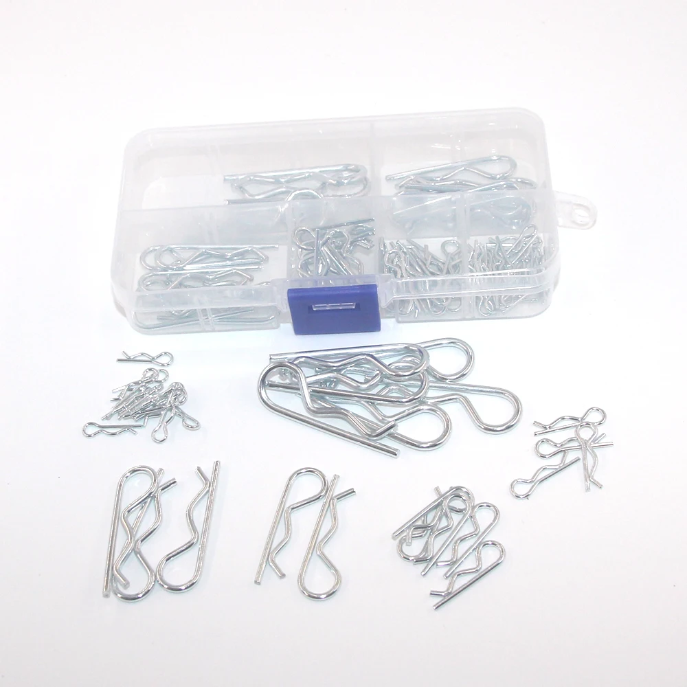 100Pcs Stainless Stee Cotter Hitch R Pin Clips 1/1.2/1.5/1.8/2/2.5 mm Zinc Steel Safety Split Clip Fuse Pins Hairpin for Trailer