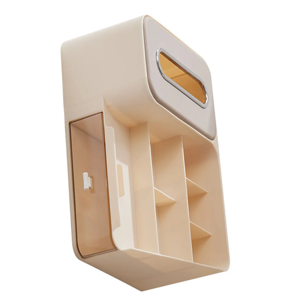 

1pcs Desktop Storage Box With Drawer Multifunctional Tissue Organizer For Makeup Skincare Stationery Pen Holder Minimalist