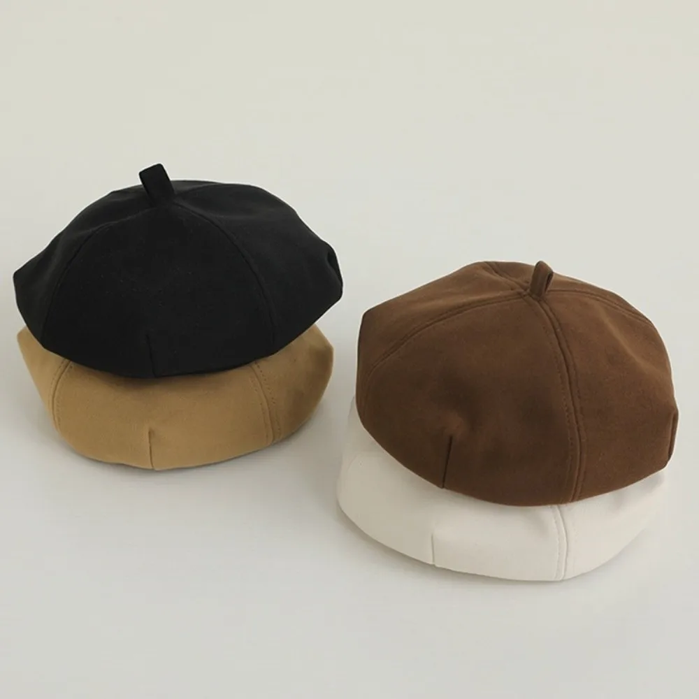 

Cute Warm Children Winter Beret Hat Soft Windproof Octagonal Cap Korean Ear Protection Artist Painter Cap Toddler