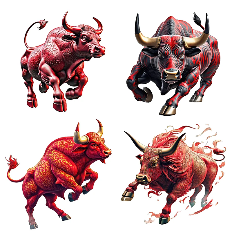 Three Ratels CF75 Charging Bull Art Lucky Animal Stickers for Home Decoration Personalized Car decals