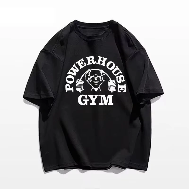 Powerhouse Gym Impresión gráfica Verano Marca de lujo Algodón Camisetas para hombres y mujeres Mangas cortas Moda urbana