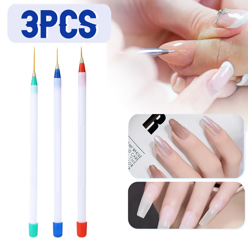 3pcs Nail Art Brush Painting Drawing Line Pen Liner Thin Brushes Paint Manicure