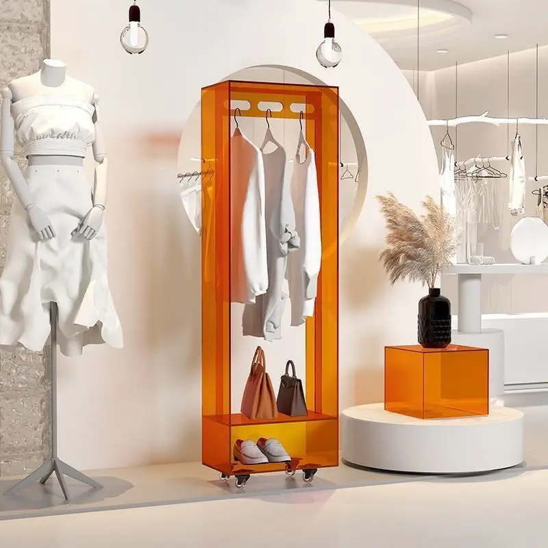 

Acrylic clothing store floor display rack Internet celebrity removable Nakajima shoe bag hat hanging wardrobe storage display ra