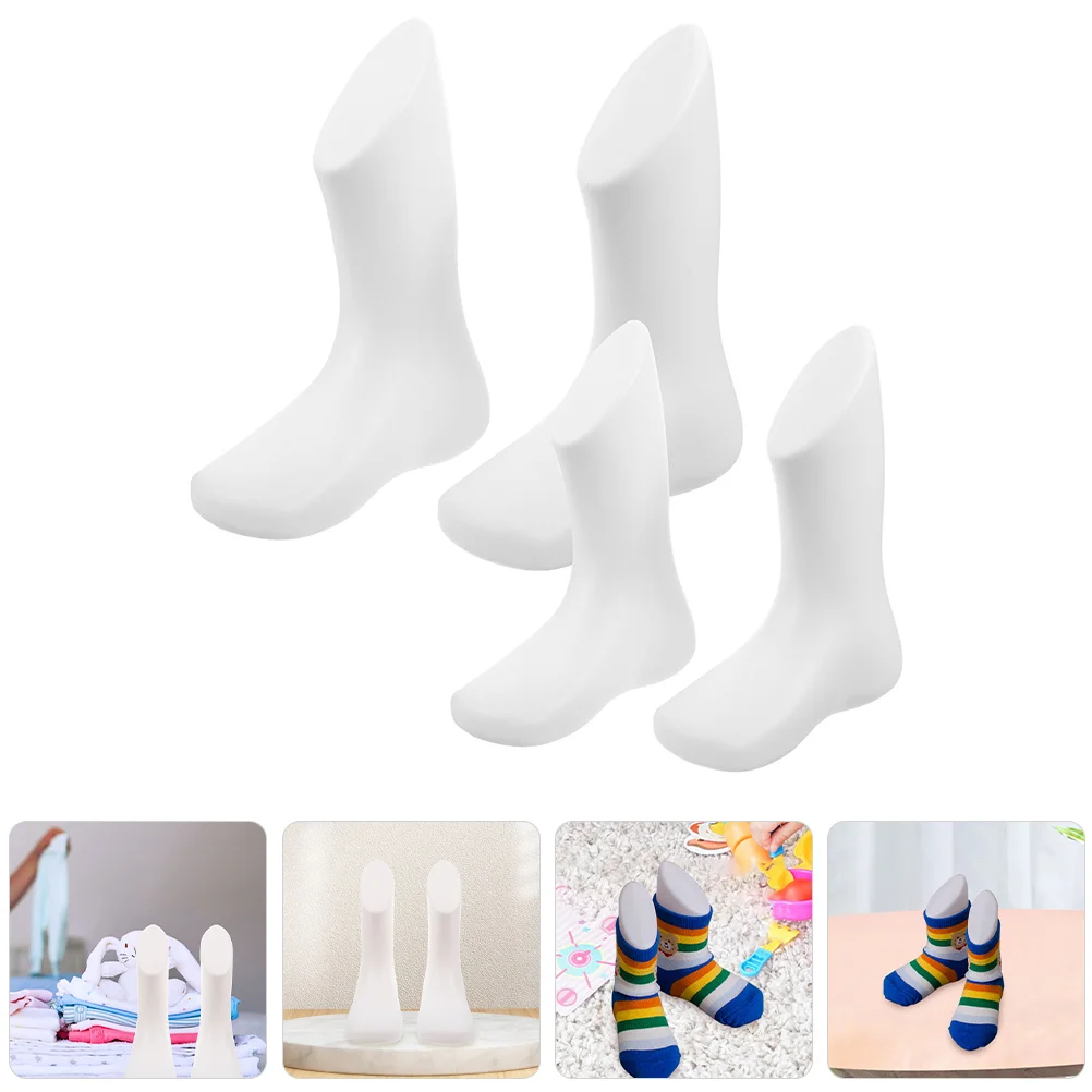 

4 Pcs Baby Foot Mold Plastic Mannequin For Socks Toddler Shoe Displaying Model Fake Feet Holder Shoes Support Store Shop White