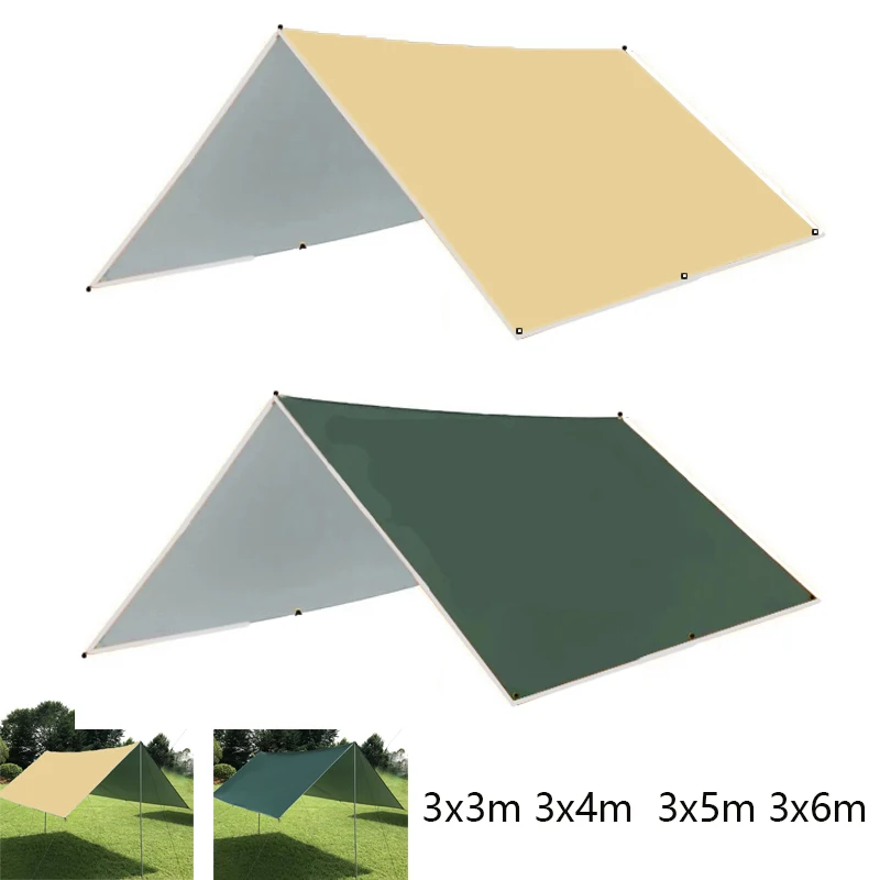 Campingzelt aus wasserdichtem Stoff, Überdachung, Sonnenschutz, wasserdicht, sonnenbeständig, UV-beständig, leichtes Reiseüberdachung, Khaki
