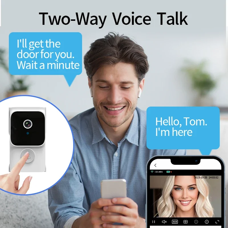 Y8 Video Doorbell IR Night Vision  20 Music Selections WiFi Mode Two-way Voice Call Wide Angle 75° Ultra-long Distance Signal