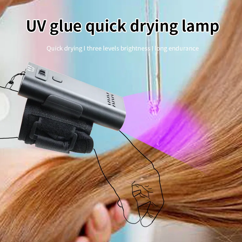 Wrist Mount Mini UV Purple Curing Light Rechargeable Portable For Salon Hair Extension Adhesive Cure
