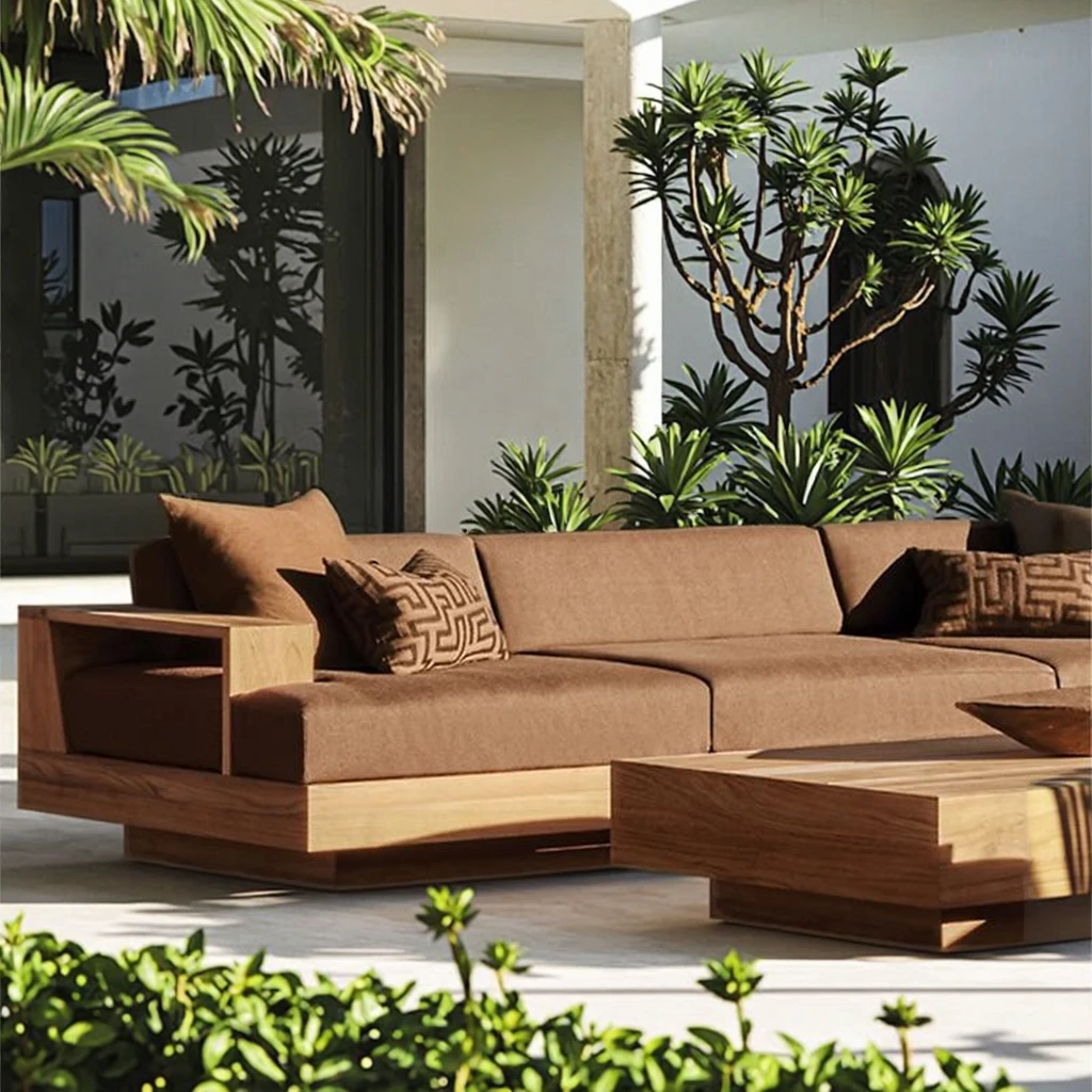 

-Современный роскошный набор мебели из тикового дерева для отдыха, настраиваемая уличная мебель для патио и сада для вилл, заводской дизайн