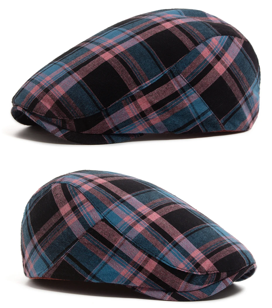 Dünne Plaid Baskenmütze Frauen Männer Mode Vintage Visier Hut Casual Weibliche Newsboy Caps Retro Flache Kappe Für Sommer Frühling Herbst Neue – Detail 7