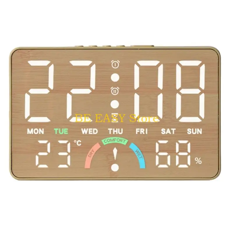 E28F Electronic LED Clock with Several Room Readings, ABS Housing and a Choice of Hanging or Upright Desk Placement