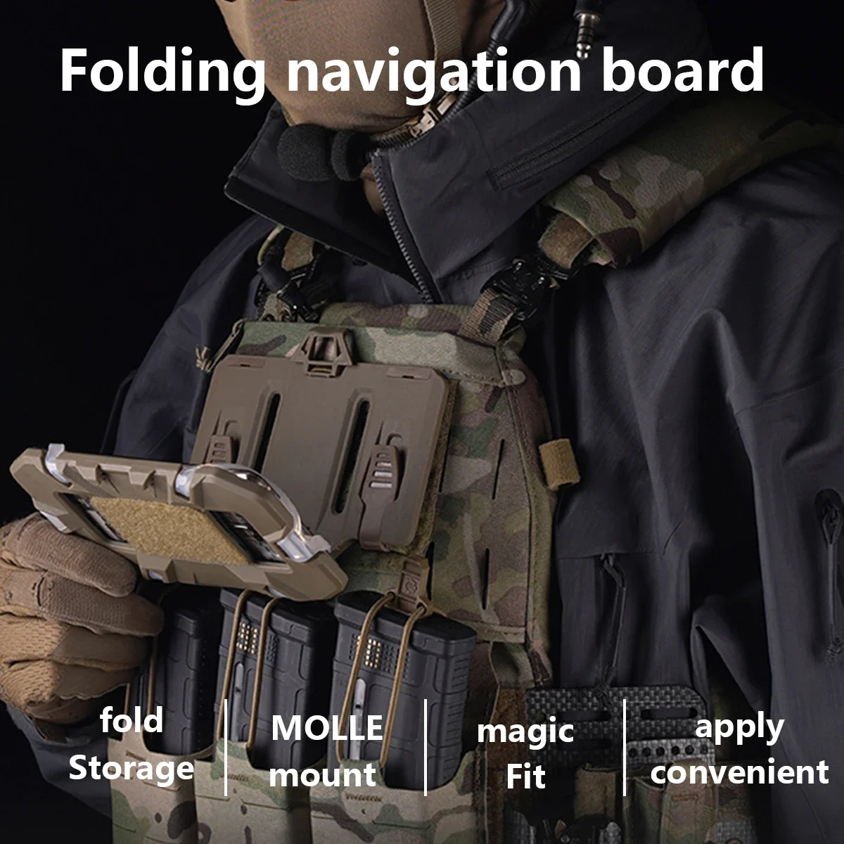 Tactical Mobile Phone Rack Tactical Chest Bag Map Case Panel Airsoft Gear Outdoor Molle Folded Iphone Navigation Board