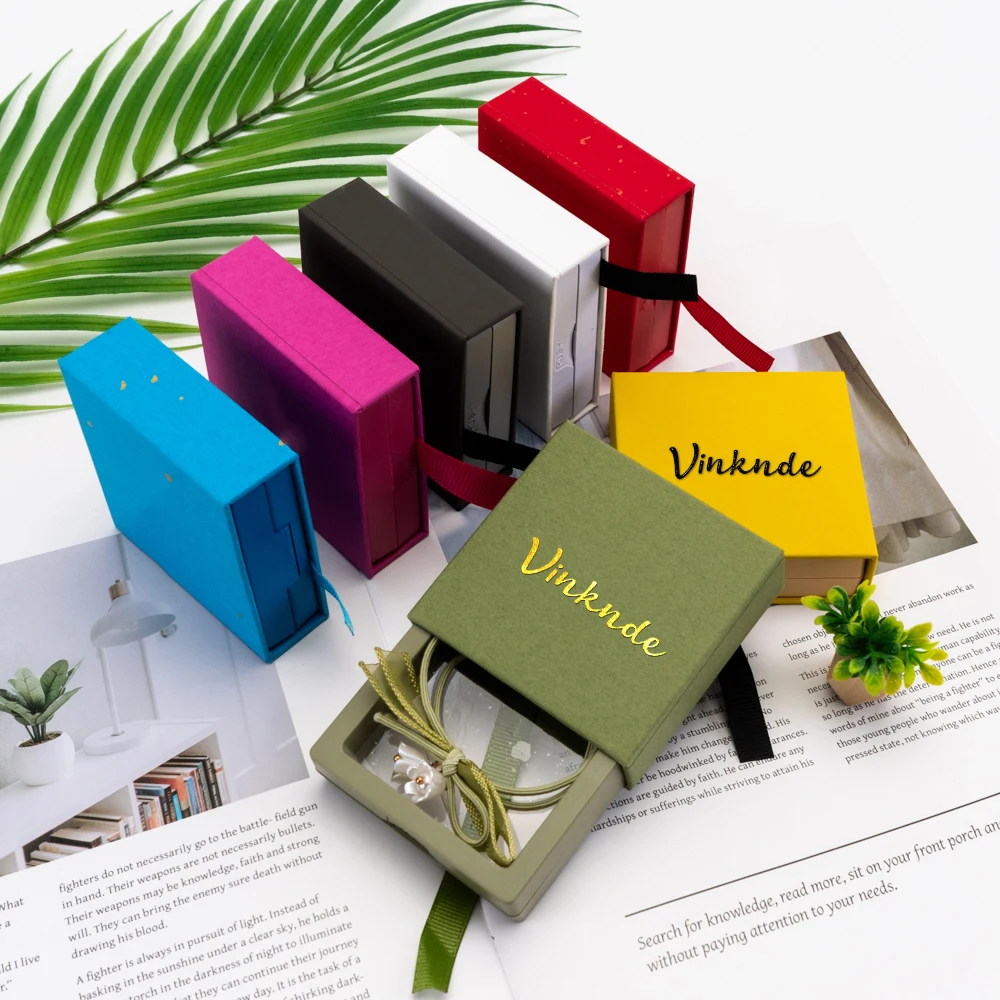 

10pack Custom Logo Jewelry Box With PE Suspension Film Accessories Bracelet Necklace Pendant Earrings Drawer Gift Packaging Case