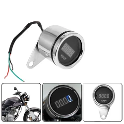 Chrome 2 in 1 Motorcycle LED Digital Voltmeter Tachometer Gauge Metal Odometer Speedometer for Universal Harley Honda Yamaha