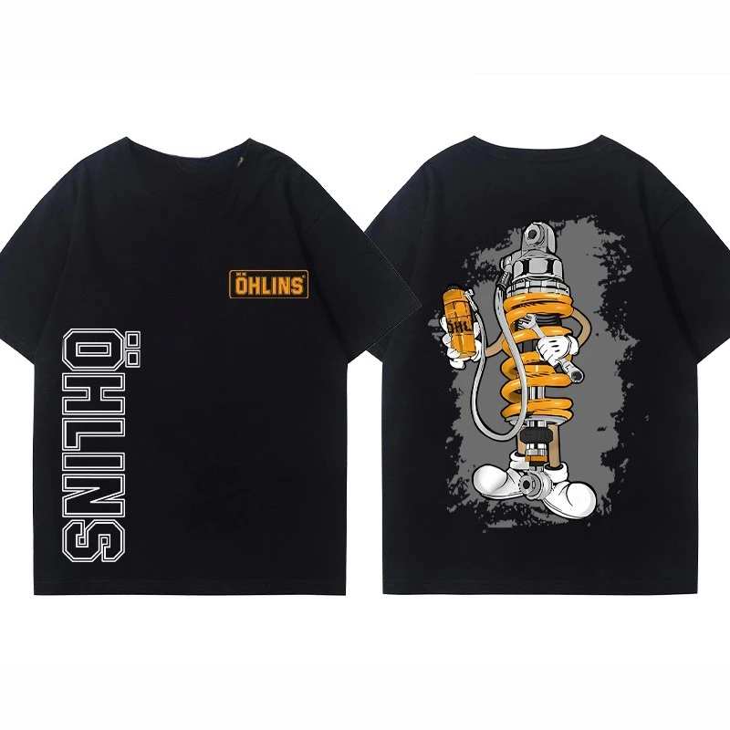 

OHLINS motorcycle shock absorber modified T-shirt clothes casual trendy brand men's and women's car club short sleeves