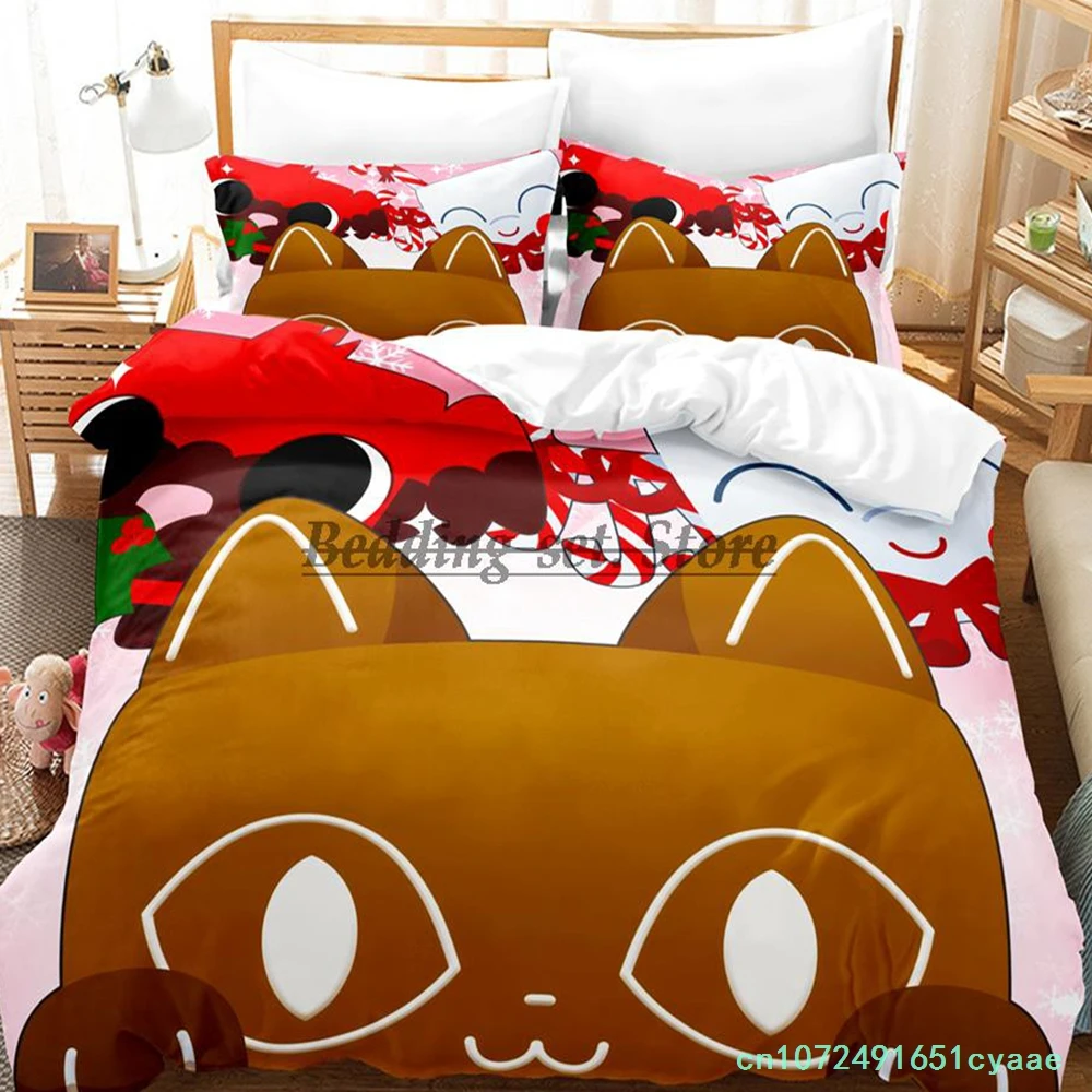 Cat Pet Simulator X Bedding Set Single Twin Full Queen King Size Bed Set Aldult Kid Bedroom Duvetcover Sets Anime Bed Sheet Set