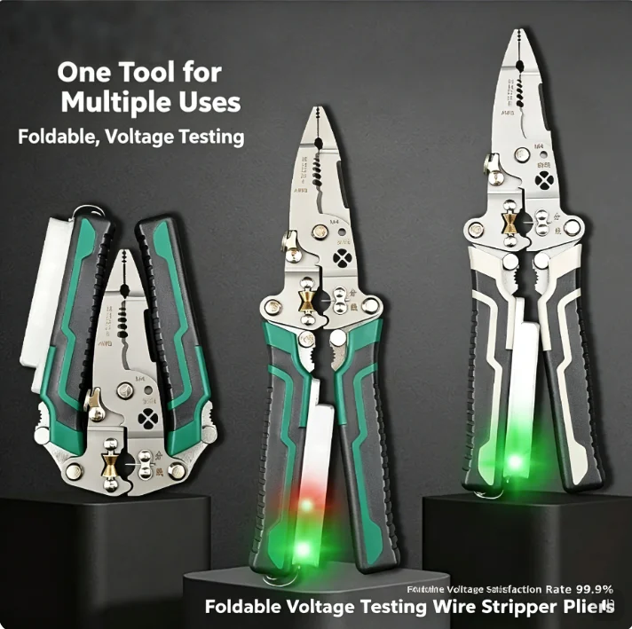Wire Stripping Plier 4 In 1 Multi-function Wire Strippers Foldable With Electricity Measurement Pulley Cutting Pulling Wires