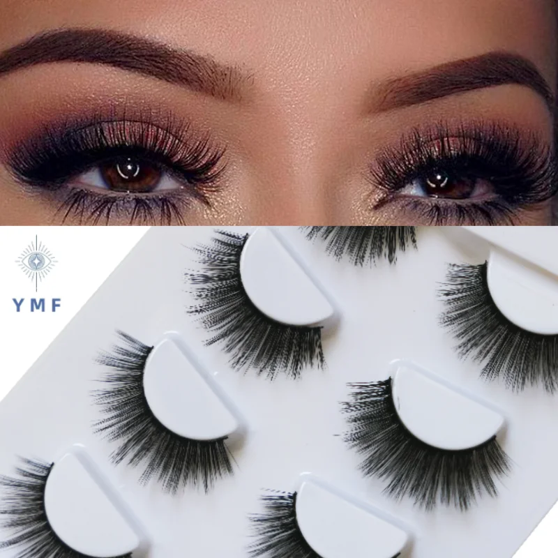 Faux-Cils en Vison Naturel 6D, Outil de Maquillage en Vrac, Vente en Gros, 4 Paires