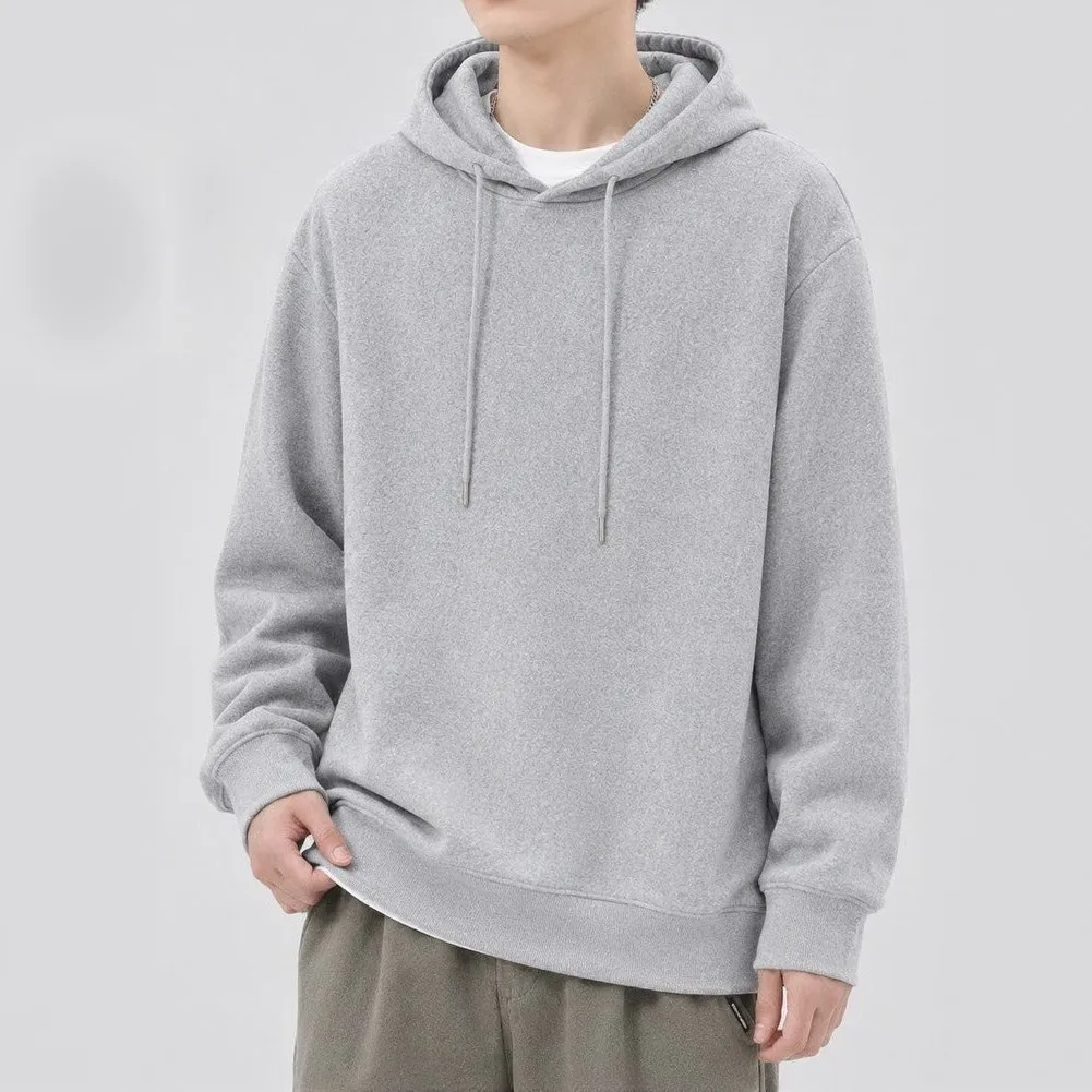 For Fitness Training Men Hooded Sweatshirt Solid Color Hoodie 96 Polyester 4 Spandex Long Sleeve Design Breathable Fabric