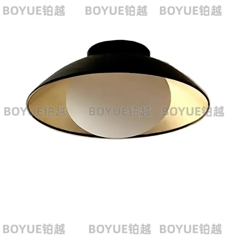 for French Medieval Vintage Black Gold Foil Retro Corridor Ceiling Light for Living Room Bedroom Study Children's Room