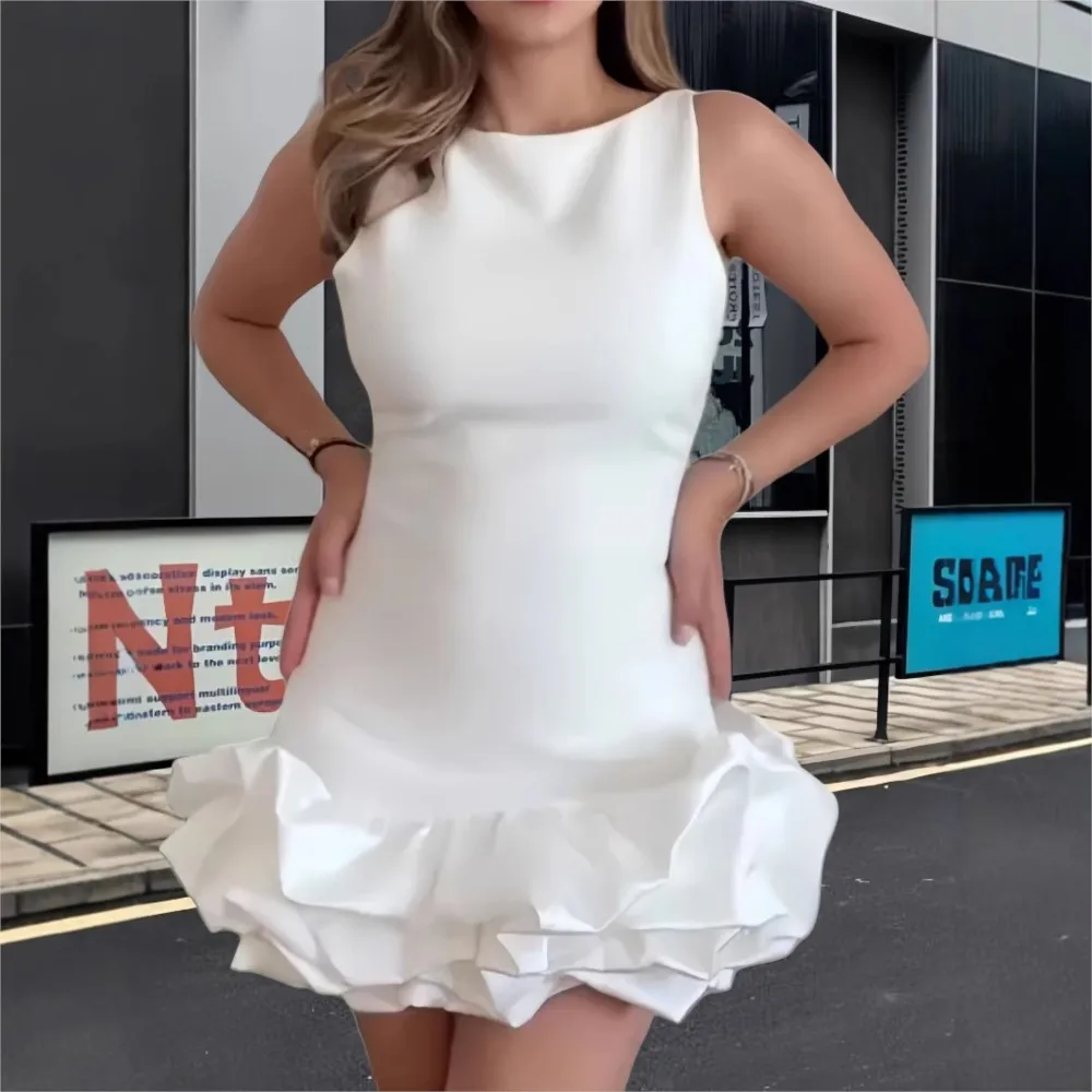 Letnie sukienki damskie jednolitego koloru, sukienki typu vestidos, eleganckie, codzienne, modne, wieczorowe mini sukienki bez rękawów na imprezę, bankiet, wyszczuplające.