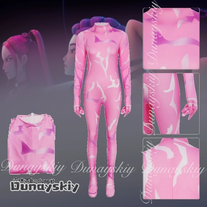 

{Anna zhang Online}KPop Охотники на демонов Фильм Руми Мира Зои Три Шаратров Косплей с Охотчем дьявола Розовый комбинезон Костюм