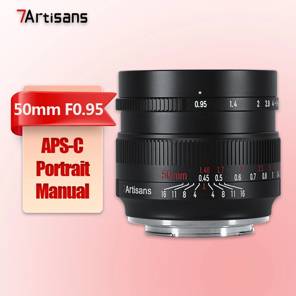 7artisans 50mm F0.95 APS-C Frame Groot Diafragma Camera Lens voor Portretfotografie met Sony E Nikon Z Fujifilm XF M M43 Mount