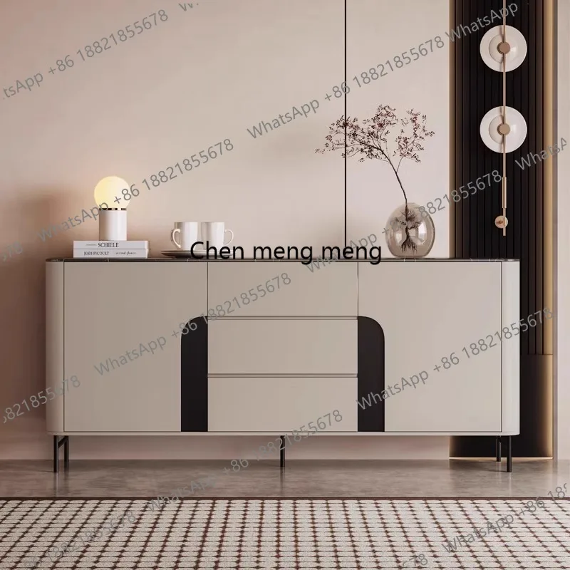 

light luxury living room entrance porch cabinet solid wood marble microcrystalline stone wall partition storage side cabinet