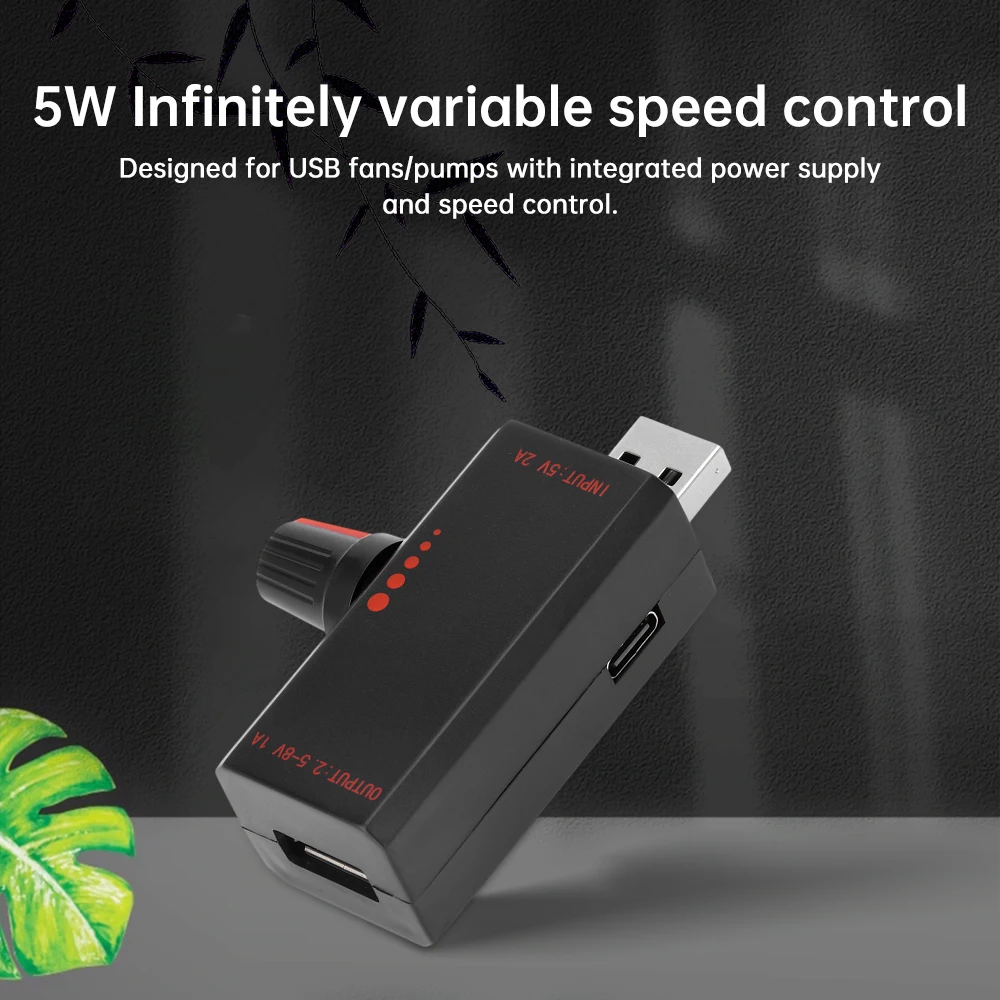 

5W DC5V 2A High Power Stepless Speed Controller Adjustable Control Fan Cooler Type-C USB Fan Speed Radiator Accessories