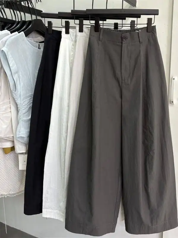 

Женские повседневные брюки с высокой талией, прямого кроя, свободного силуэта, цветные, в корейском стиле, универсальные, удобные, длинные, весна-лето