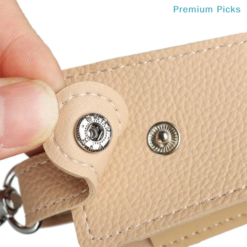 portablePU Leather Hand Sanitizer Holder with Metal Keychain Empty Refillable Bottle Perfect Small Gift for Friends