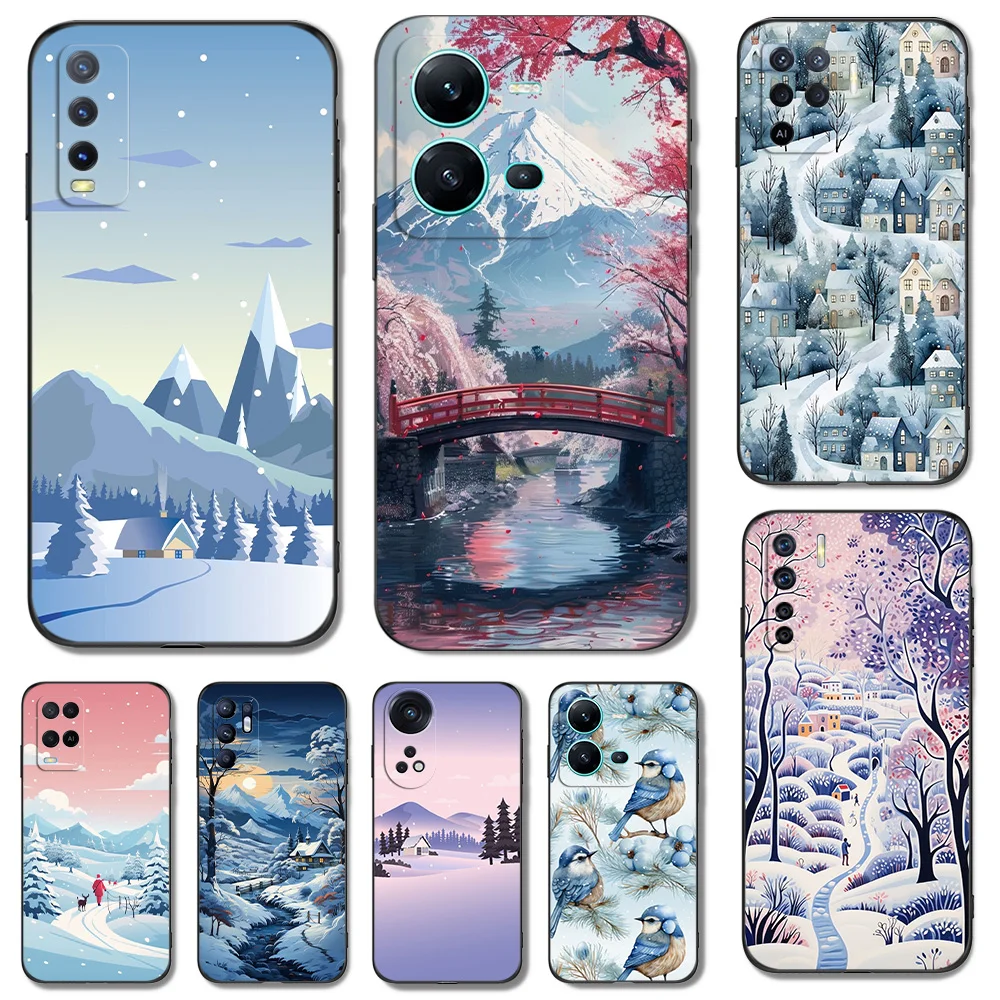 Black Tpu Case For Vivo V5 V5S V7 V9 Youth V11 V11i V15 V17 NEO V20 E V21 V21E V23 V23E PRO 4G 5G Winter