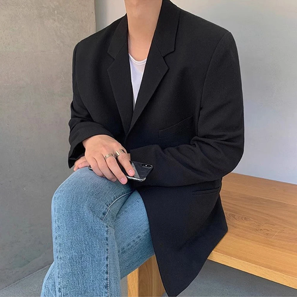 New Autumn And Winter Fashion Trend Loose Suits For Men Korean Style Solid Color High-End Elegant Handsome Casual Suit Jacket