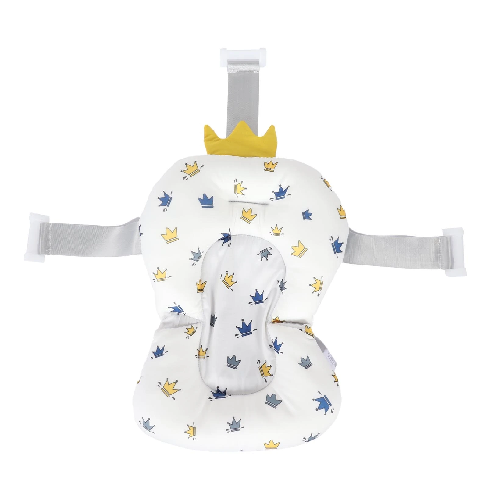 Baby Bath Floating Cushion Pad Adjustable Infant Bath Support Seat Pillow for Bathtub White Crown Pattern