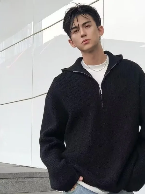 

Cleanfit Men's Loose Knitted Hoodie f Zipper Casual Comfortable Lazy Sle Autumn Winter Outerwear for Couples