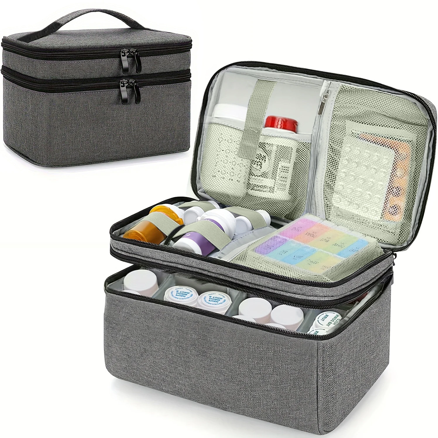 Medicine Storage Bag Pill Bottle Organizer Bag for Emergency First Aid Kits Box for Home Travel Medical Organizer Empty